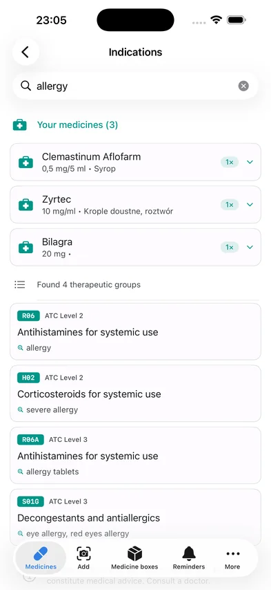 Wyszukiwanie leków po wskazaniu terapeutycznym